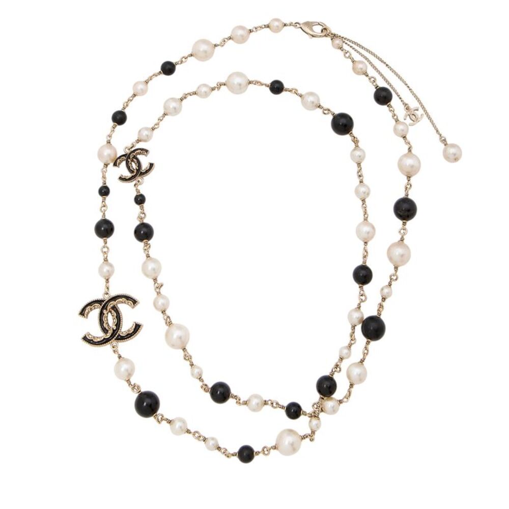 Chanel Pearl Enamel CC Long Necklace